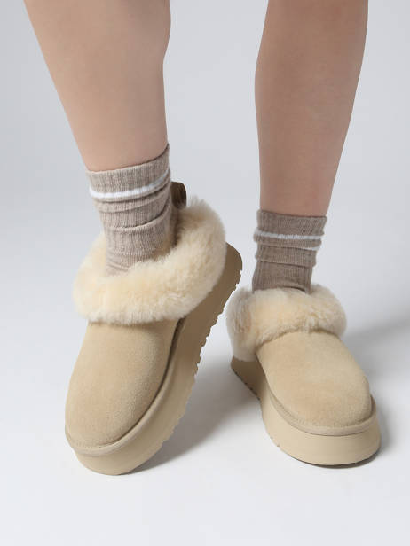 Enkellaarsjes Met Platformzool Uit Leder Ugg Beige women 1171393 ander zicht 1